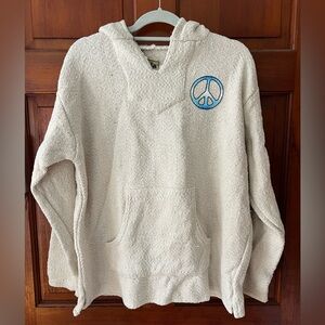 Vintage Baja Joe Drug Rug Hoodie Peace Sign Sunflower Mexico XL Hippie Boho